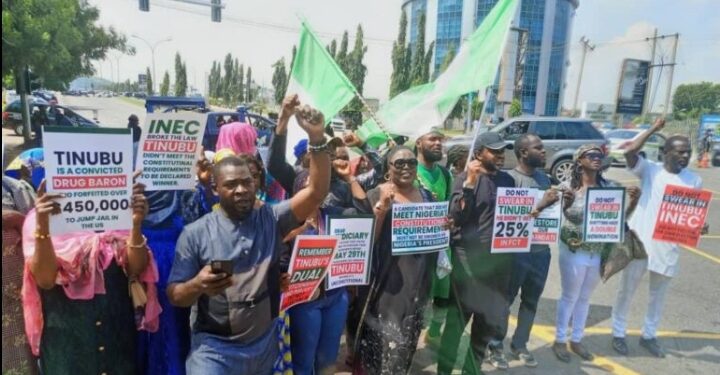 Protesters make specific demand from Tribunal on Tinubu inauguration
