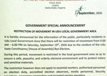 Udu Bye-Election: Delta Govt Restricts Movement On Saturday